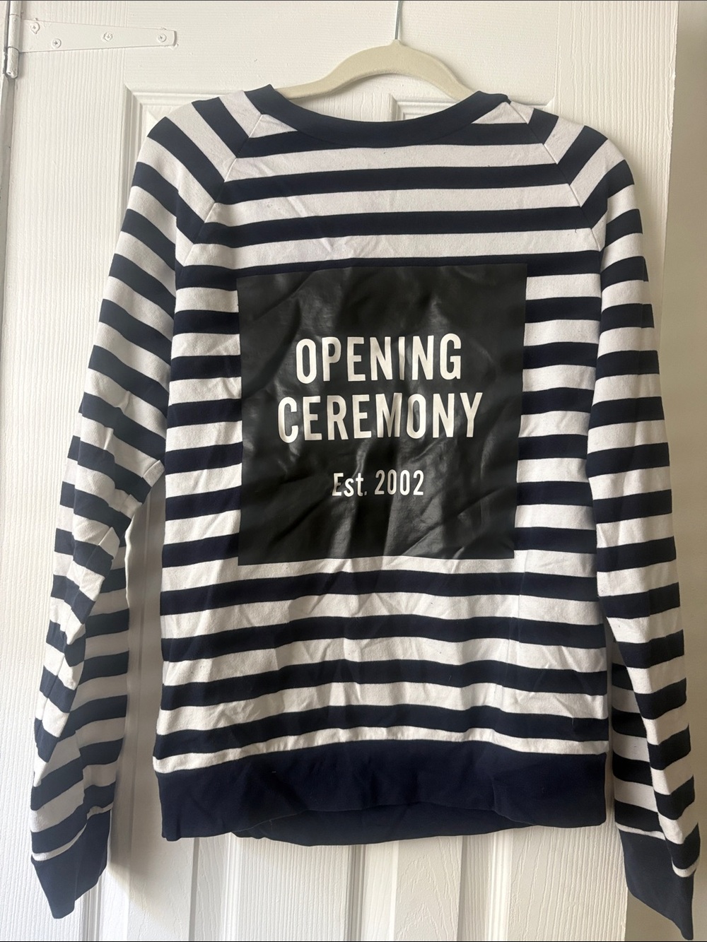 Opening Ceremony Navy & White Striped Crewneck Sweatshirt